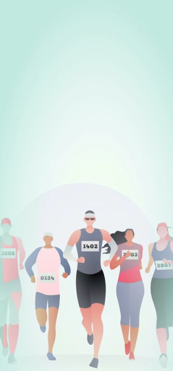 A field of runners setting off together