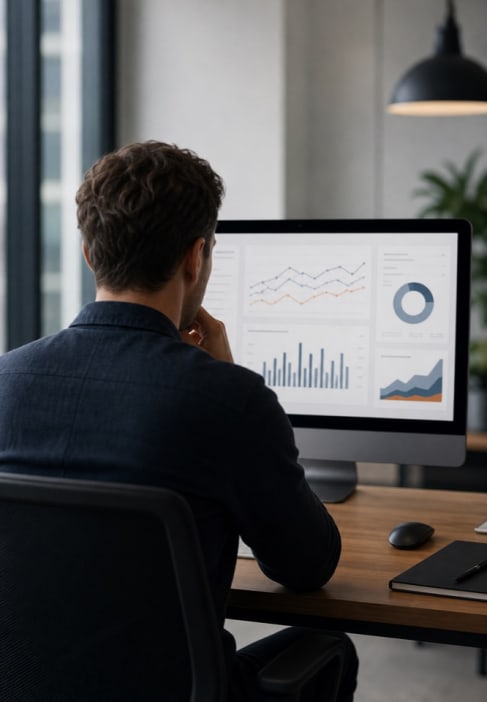 Professional reviewing participation analytics