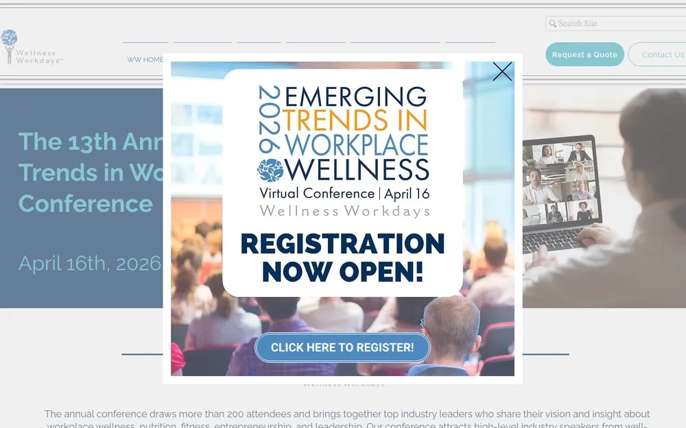 Wellness Workdays 13th Annual Emerging Trends in Workplace Wellness Conference 2026 homepage , virtual event on April 16