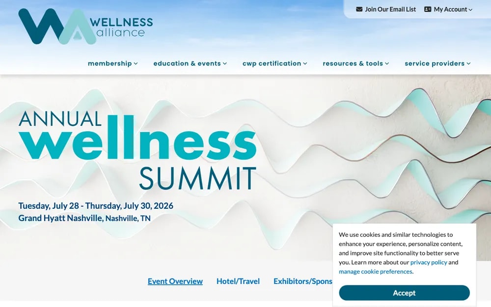 Annual Wellness Summit 2026 homepage by the Wellness Alliance , July 28-30 at Grand Hyatt Nashville, Tennessee
