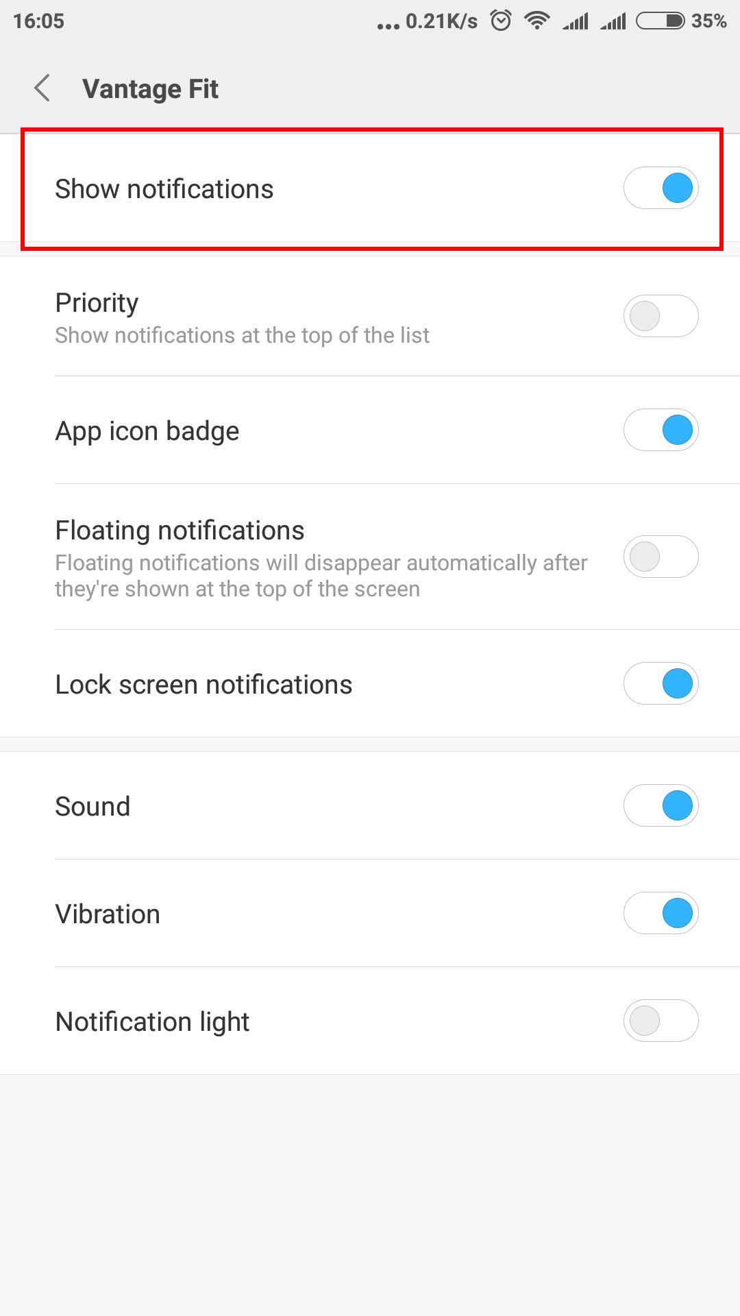Enable Show Notifications on Xiaomi Mobile