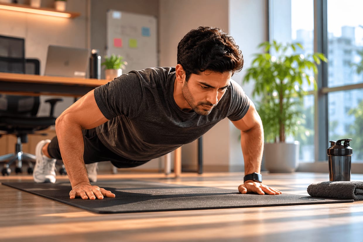 Push-Up Challenge: daily push-up tracking for employee upper body strength and fitness