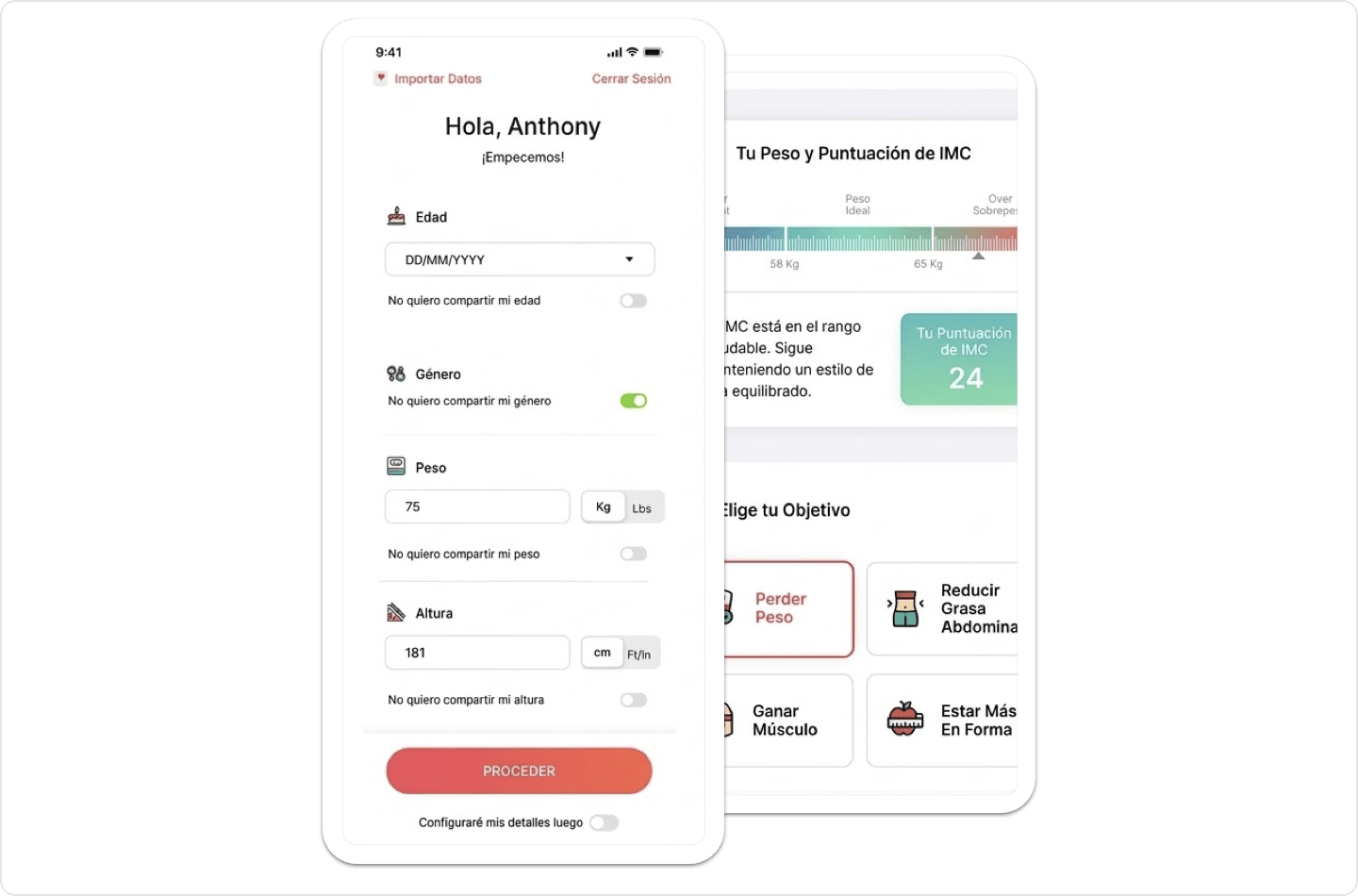 Cuestionario de evaluación de riesgo de salud de Vantage Fit que muestra una interfaz simple para introducir datos de salud del empleado.