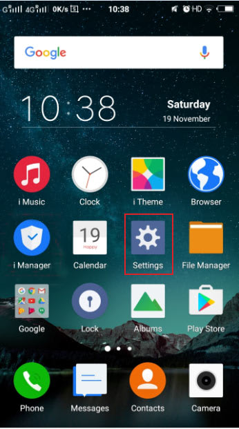 Settings Interface on Vivo Mobile