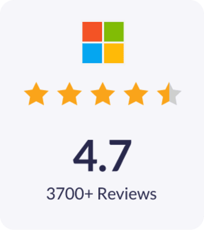 Microsoft AppSource rating — 4.7 out of 5 from 3700+ reviews