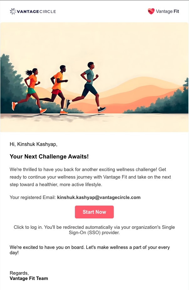 Example of a branded system email showing company logo and colors