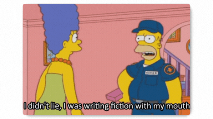 Two simpson characters lying to each other