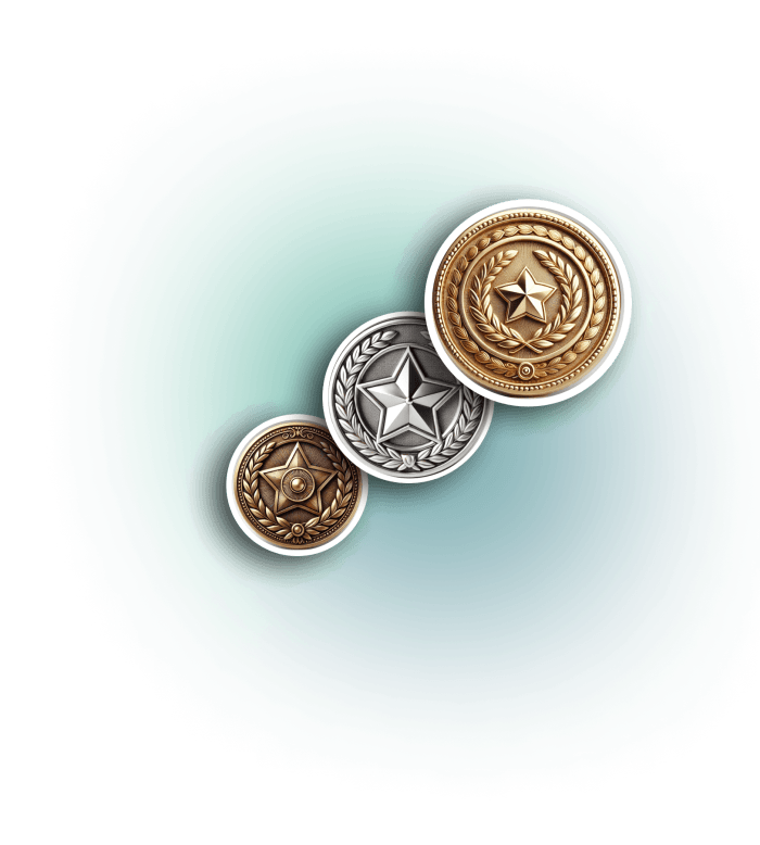 Gold, Silver, and Bronze league badges