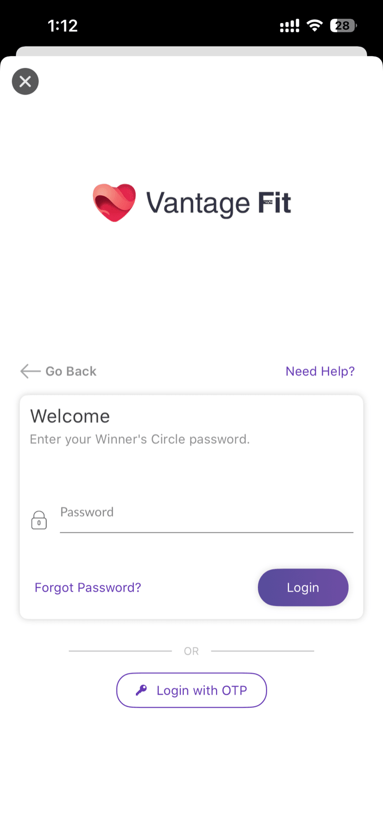 Password entry screen with "Forgot Password?" link highlighted