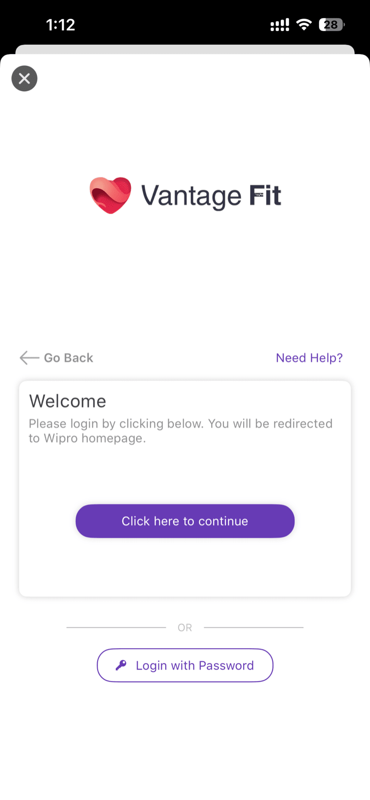 Corporate login page