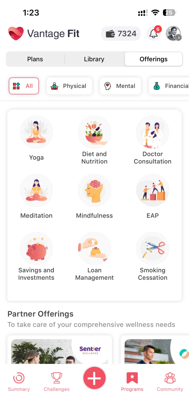 Programs tab showing the Marketplace section with category tiles