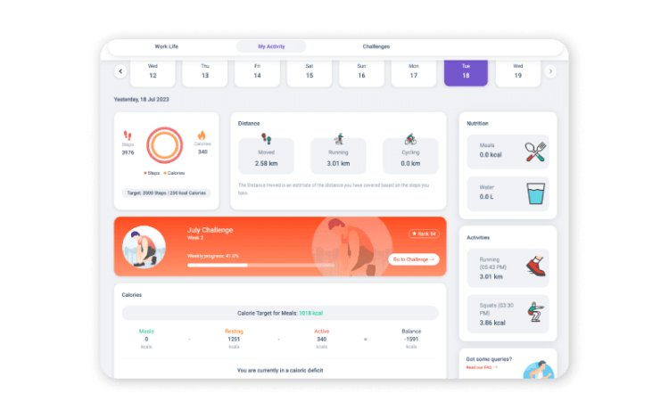 Vantage Fit step challenge app interface