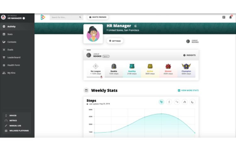 inKin corporate wellness app interface
