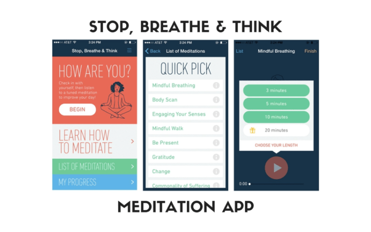 Stop, Breathe & Think app interface