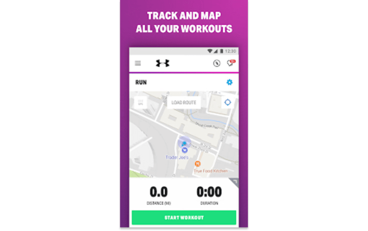 MapMyWalk step tracking app interface