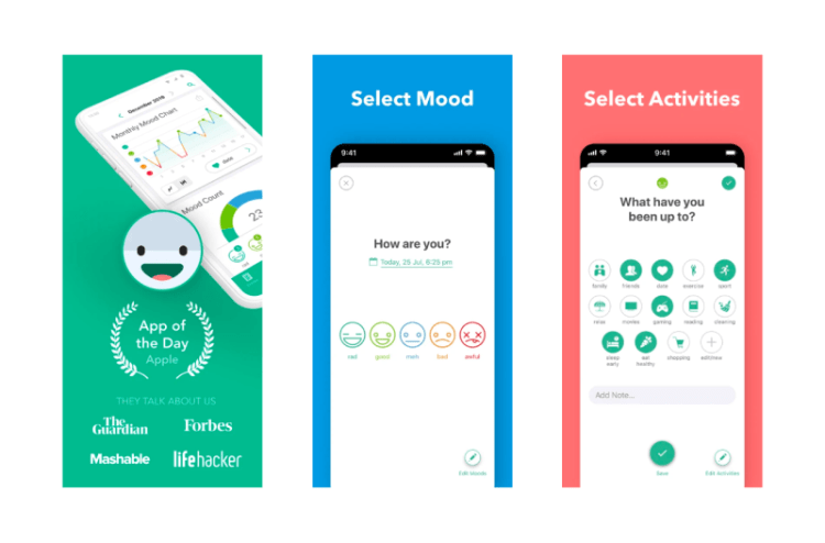 Daylio mood tracker app interface