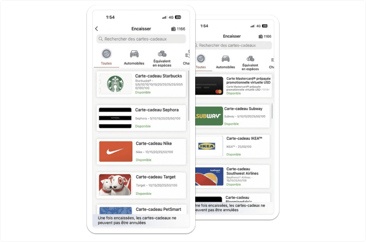Capture d'ecran Vantage Fit points et recompenses sur ordinateur
