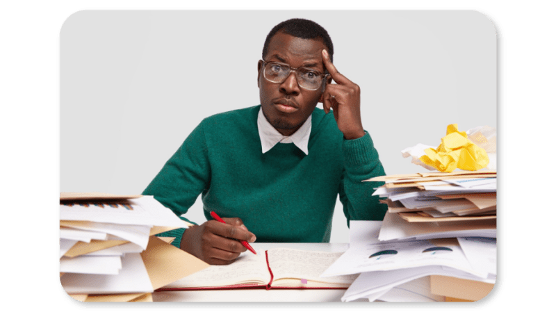 An employee undergoing stress at work due to unmanaged workload