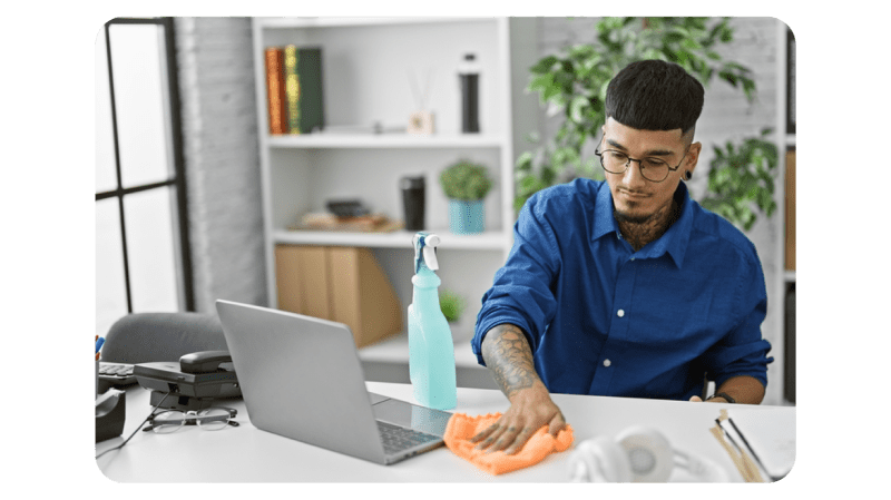 Promote Clean-Desk Policies and Regular Cleaning to ensure indoor air quality at work