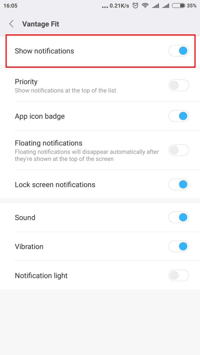 Enable Show Notifications on Xiaomi Mobile
