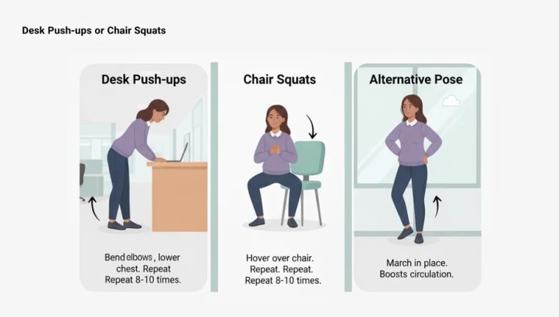 Employee doing desk push-ups as a 5-minute workout