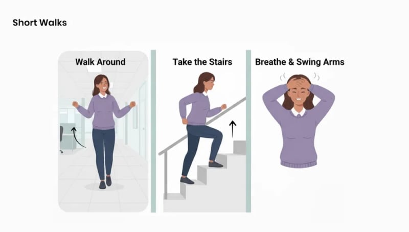 Employee taking a short walk break at work