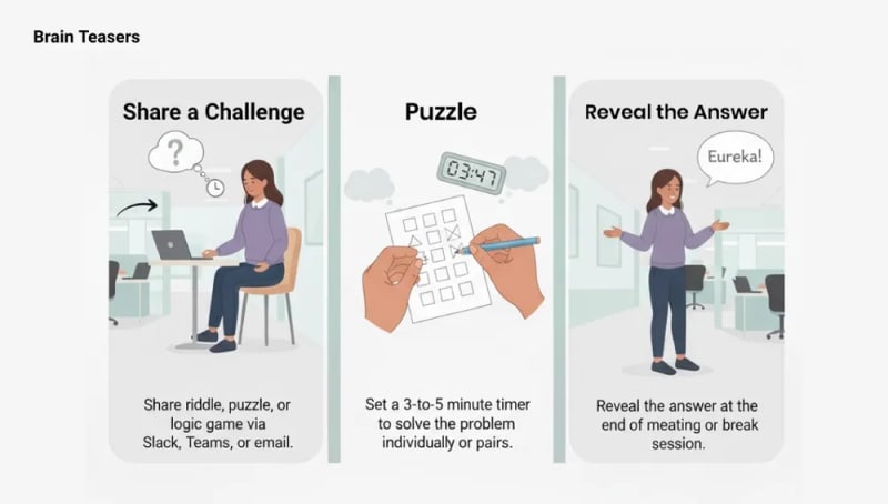 Employee solving a brain teaser puzzle during a work break