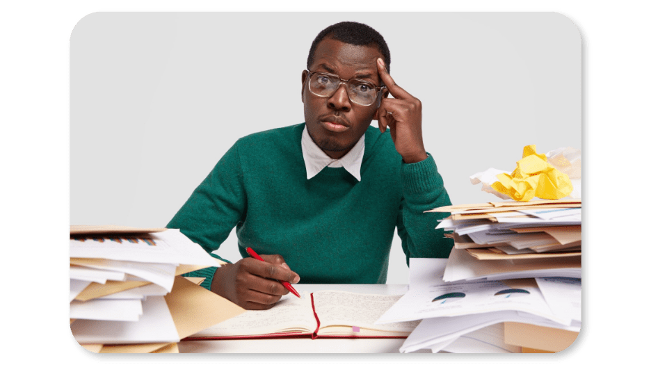 An employee undergoing stress at work due to unmanaged workload