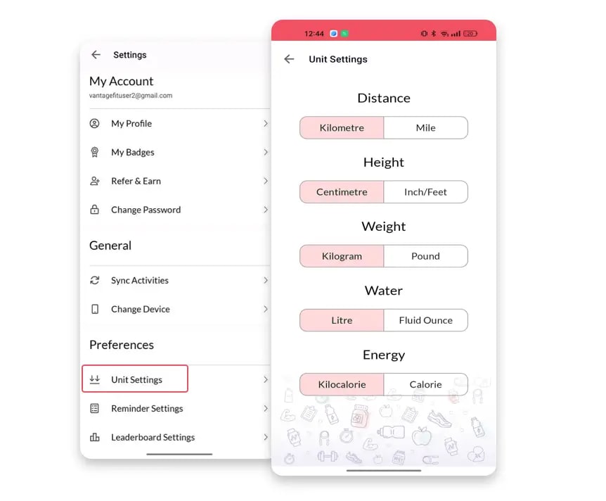 Custom Unit Settings
