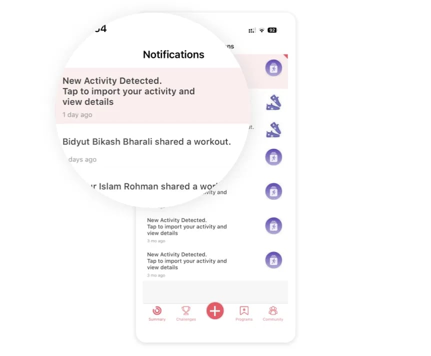 Automated Workout Import Notification