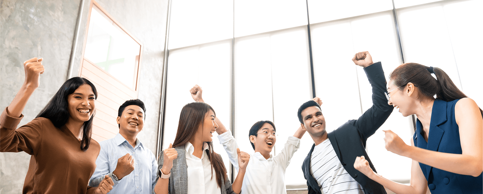 Happy employees at work