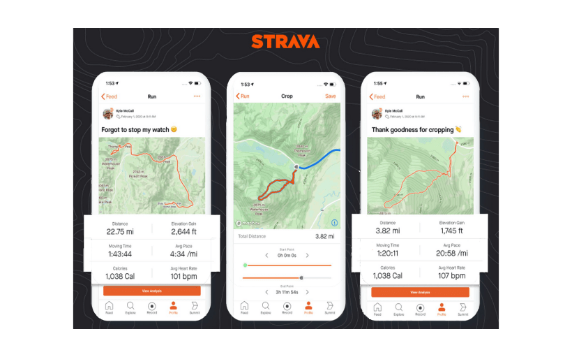 Strava fitness tracking app interface