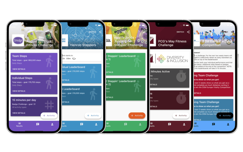 Corporate Fitness App interface