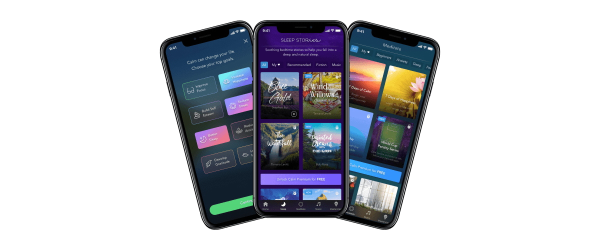 Interfaz de la app Calm
