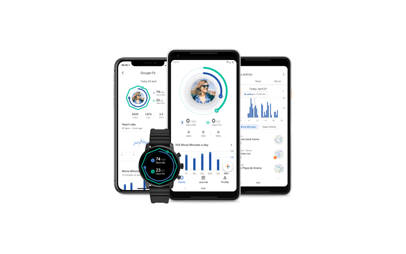 Google Fit step tracker app interface