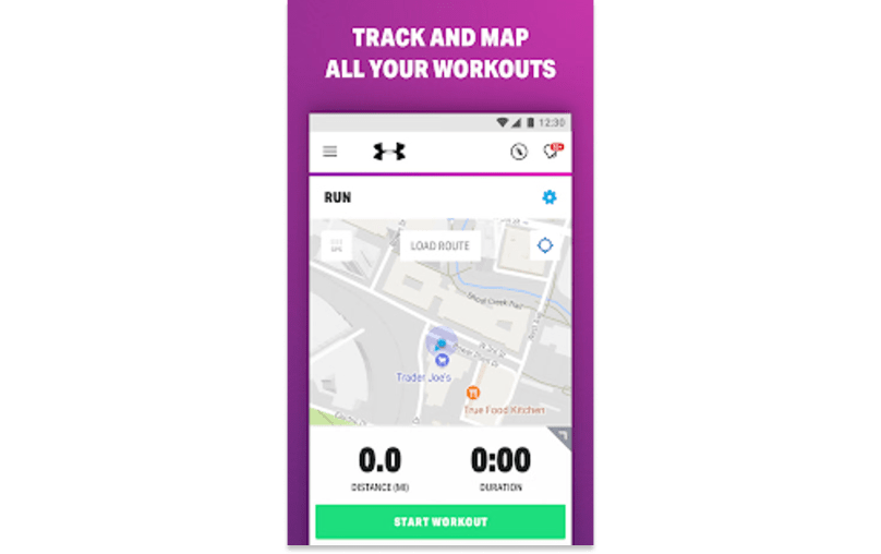 MapMyWalk step tracking app interface