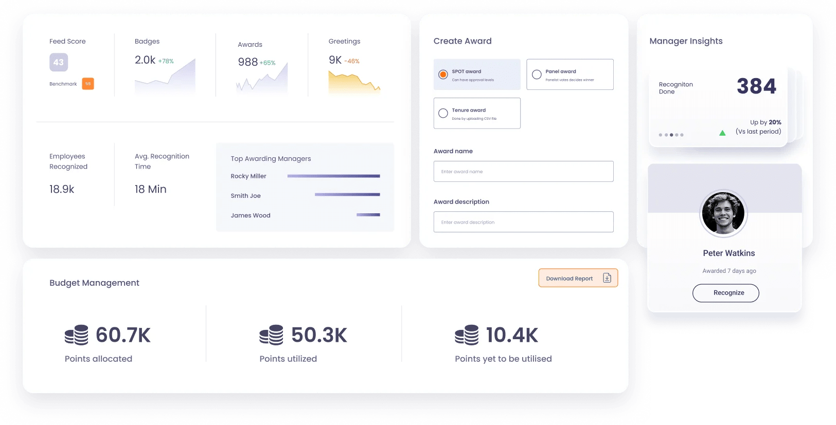 Recognition dashboards
