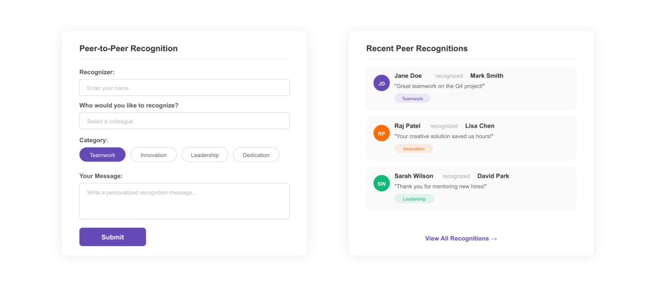 Peer-to-Peer Recognition Template