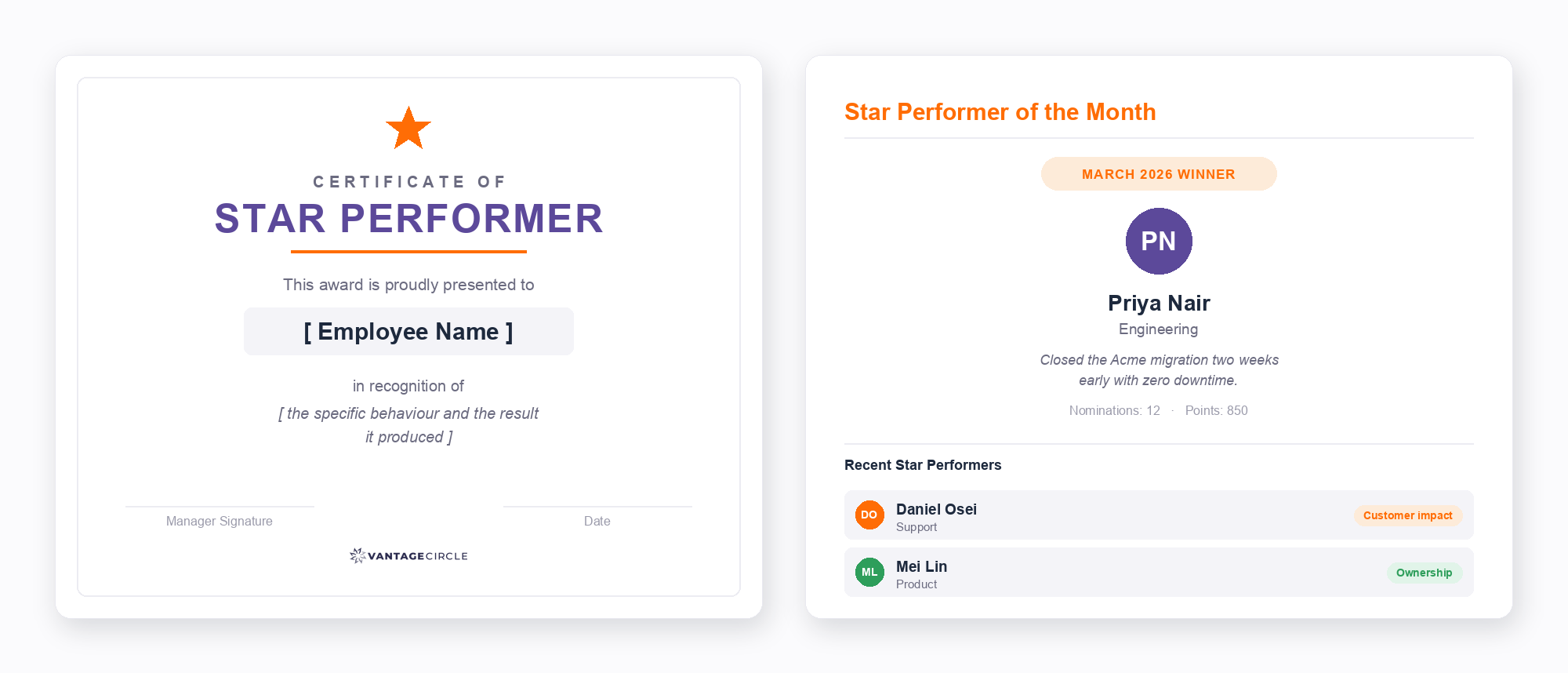Star Performer Template