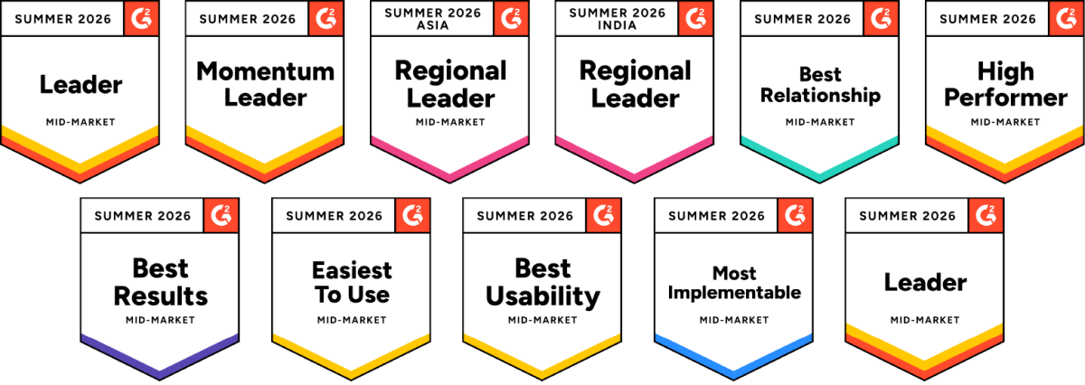 Vantage Circle awards — Brandon Hall Group Gold (Wipro, Amdocs, Tata Technologies, ACG, L&T, Blue Star, Qualitest) and G2 Spring 2026 recognition