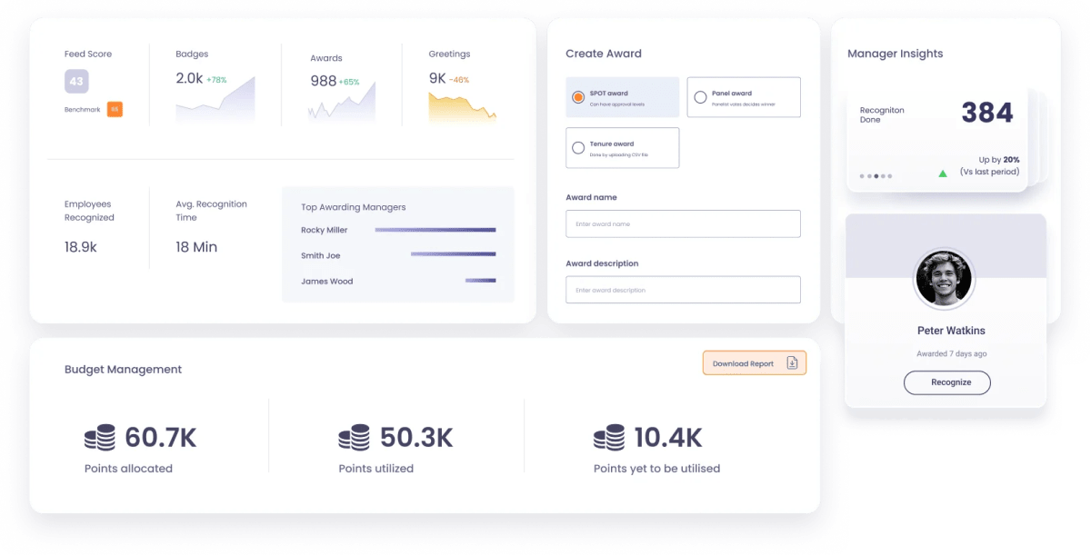 Recognition dashboards